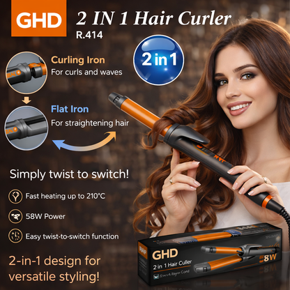 Italian GHD™ Professional 2-in-1 Hair Styler – Effortless Curls